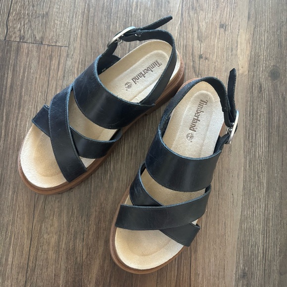 Black Timberland Straps Sandals with Brown Soles Size 6 - Picture 5 of 7